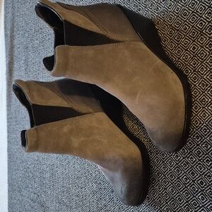 Sorel After Hours Chelsea Wedge  Ankle Boots Gray Leather Waterproof Size 8.5